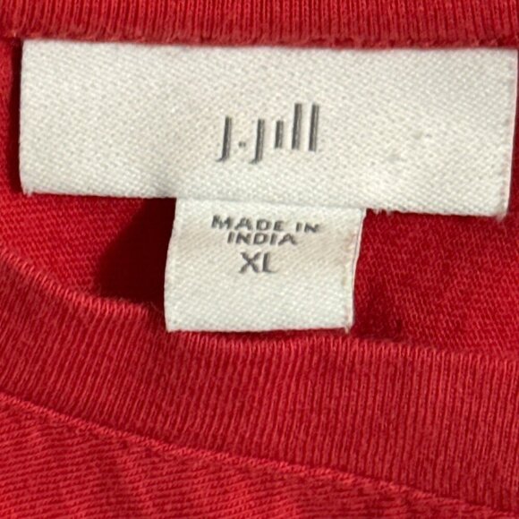 J. Jill Swing Top Red Laser Cut Lace 3/4 Sleeve 100% Cotton Knit Blouse Sz XL - Picture 11 of 13